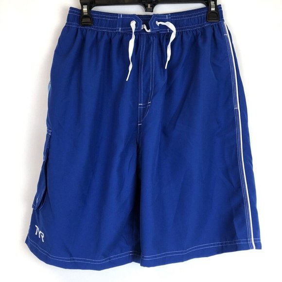 TYR, Men’s Size Medium, Challenger Swim Shorts Drawstring, Royal Blue, Pocket - Picture 1 of 4